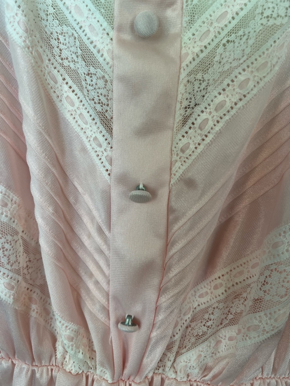 Vintage Pink Lace Satin Babydoll Nightgown Slip M USA Romantic Fairycore Bridal - Picture 3 of 10